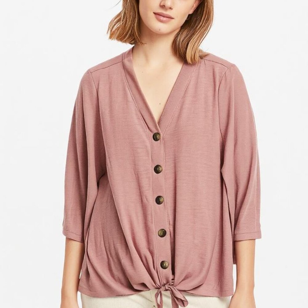 Lane Bryant Top Cardigan Women's Size 2-XL (18-20) Peach Button Up 3/4 Sleeves